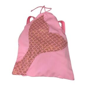 Light Pink Mermaid Scale Print Cinched Drawstring Backpack - (ONE-OF-A-KIND)!